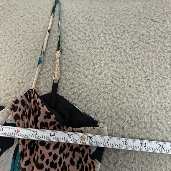 Sen Maxi Dress Leopard Floral Paneled Spaghetti Colorful Lined Chiffon - Picture 15 of 16